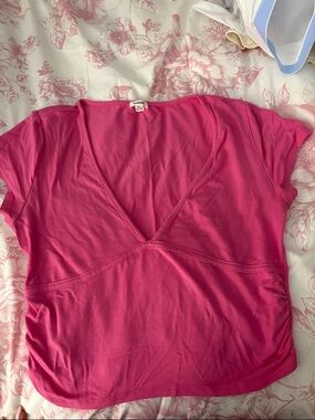 Garage Hot Pink V-Neck Short Sleeve Tee